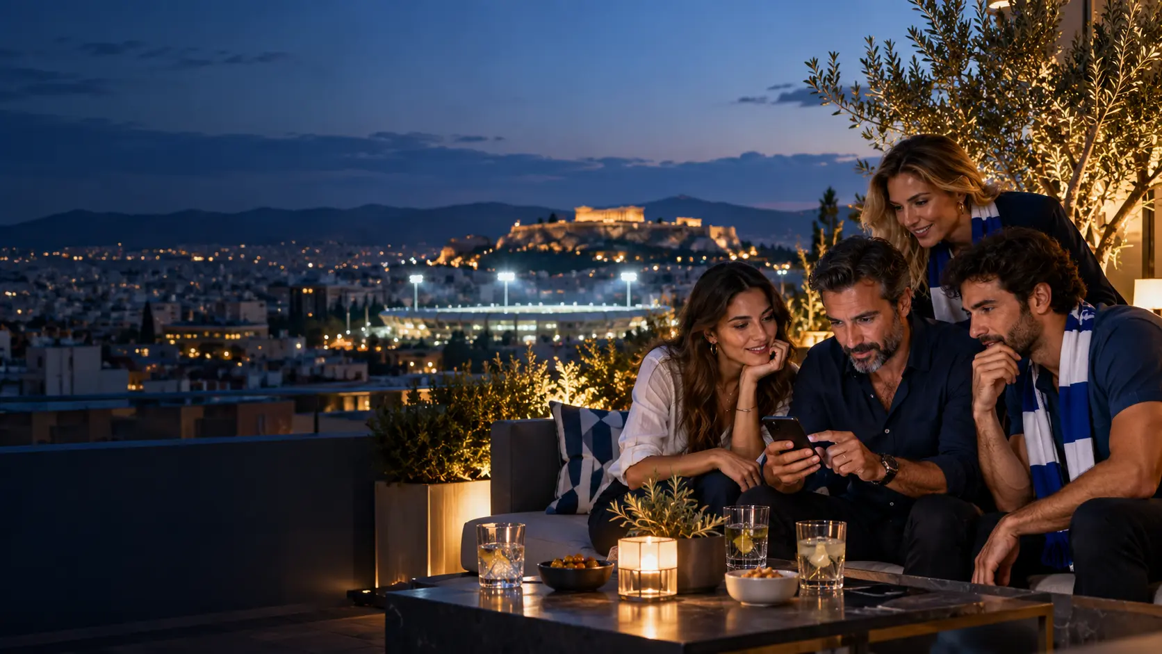 Ενήλικοι φίλαθλοι στην Αθήνα εξετάζουν στοιχεία ποδοσφαιρικού αγώνα